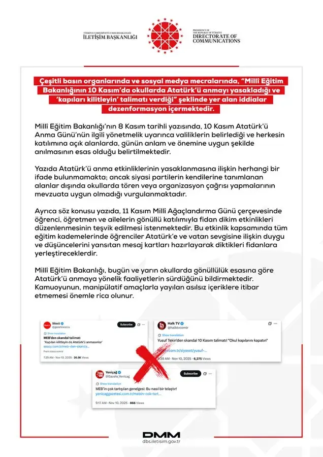 Cumhurbaşkanlığı, infial yaratan 10 Kasım iddiasını yalanladı